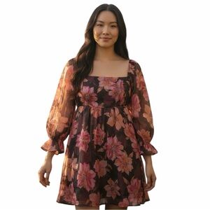 Thirty Thirty LA Floral Babydoll Mini Dress Pink Coquette XL